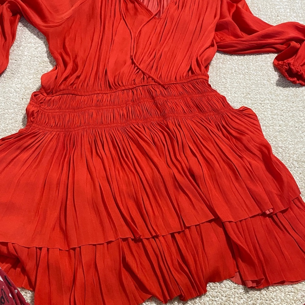 Chic Red Mini Dress with Tiered Skirt - Picture 13 of 15